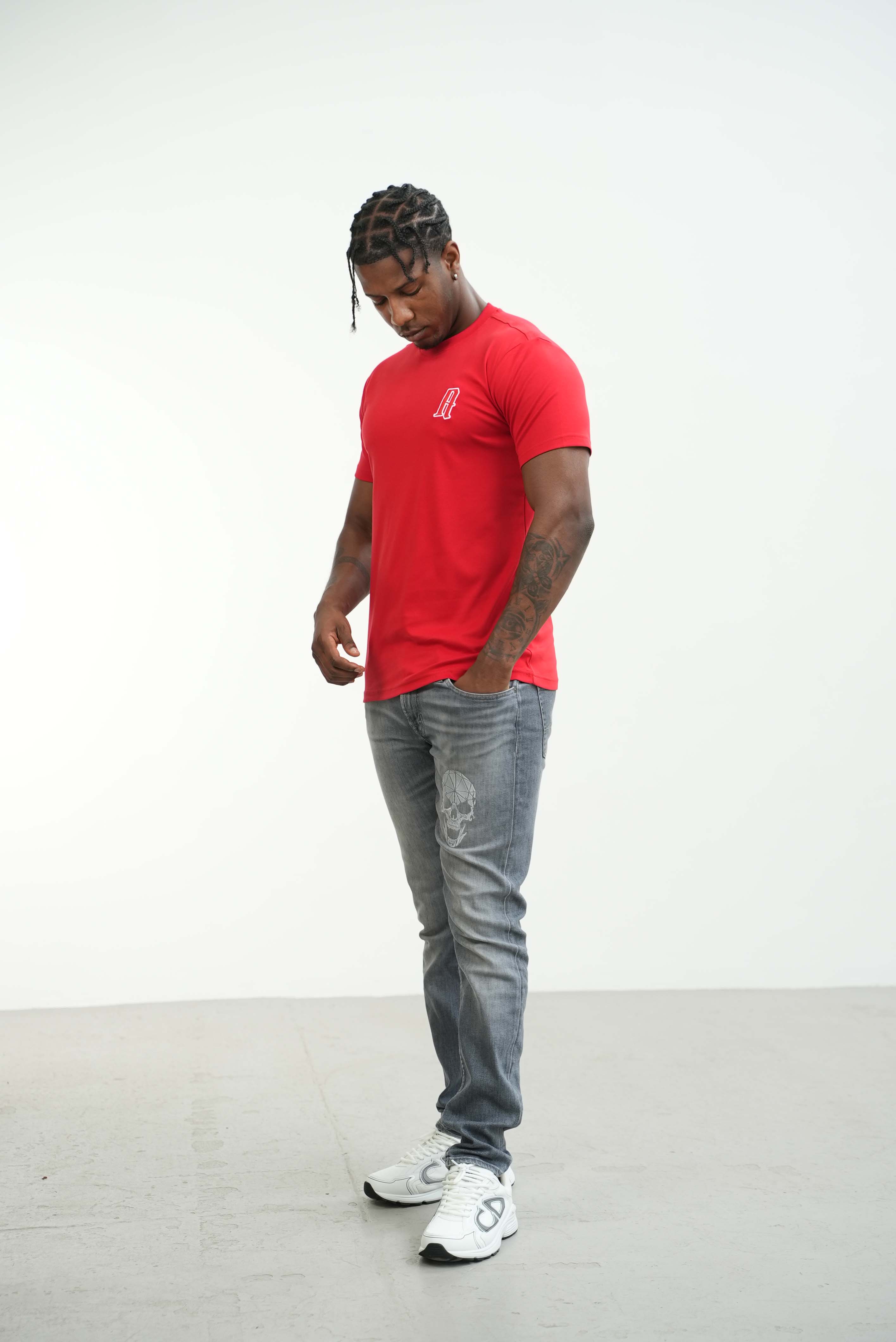 Amico embroidery luxury Tee Red - Image 11
