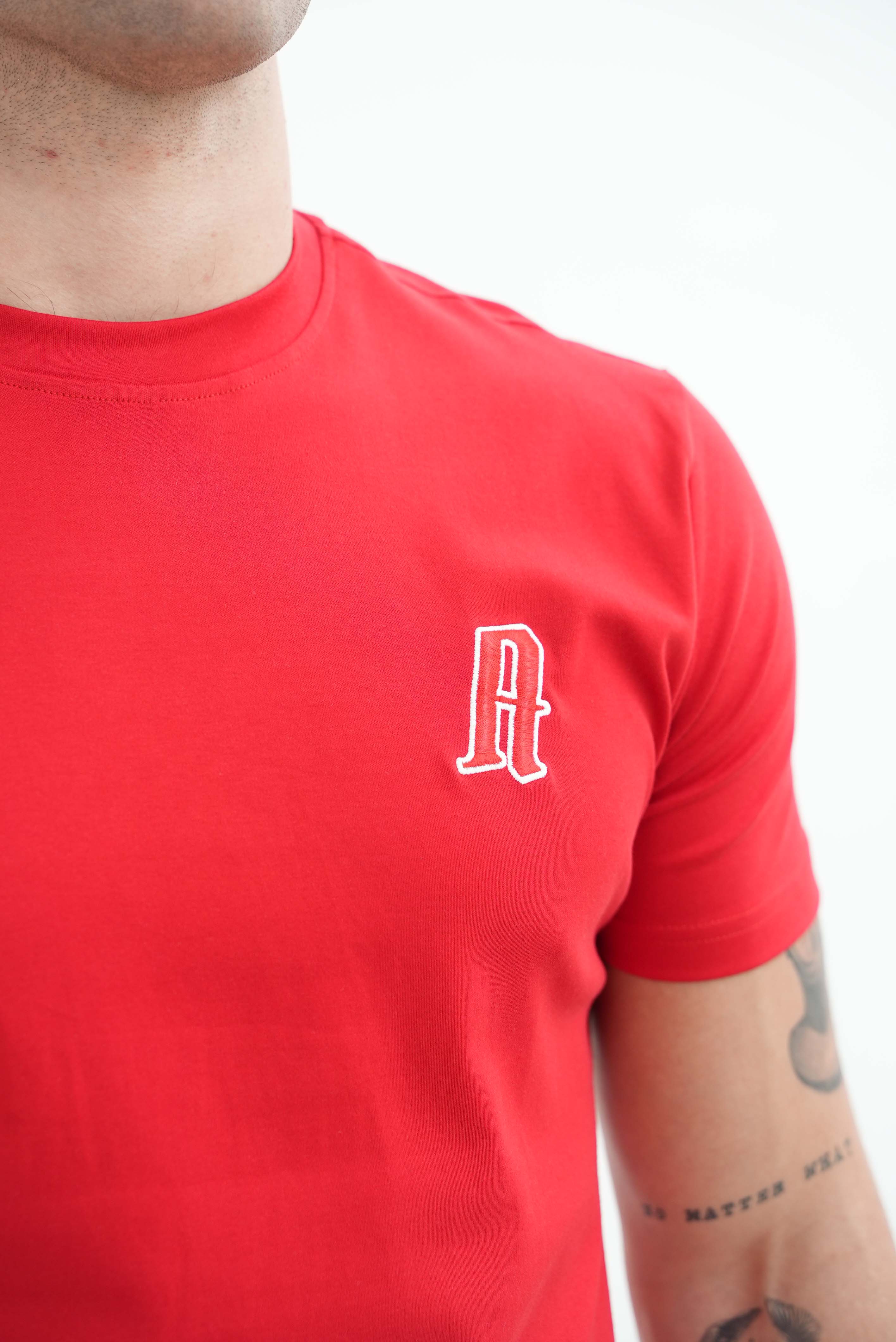 Amico embroidery luxury Tee Red - Image 4