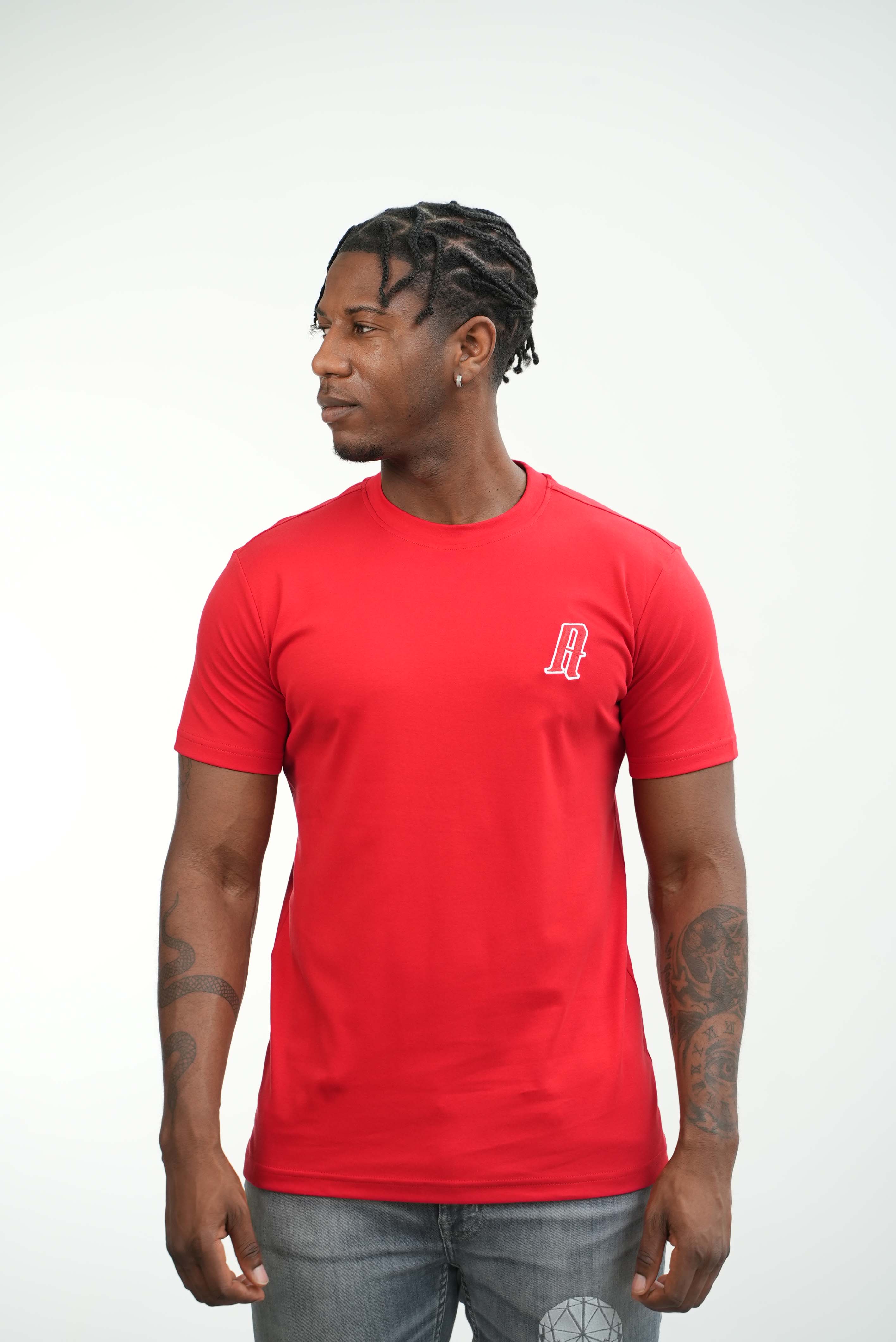 Amico embroidery luxury Tee Red - Image 9
