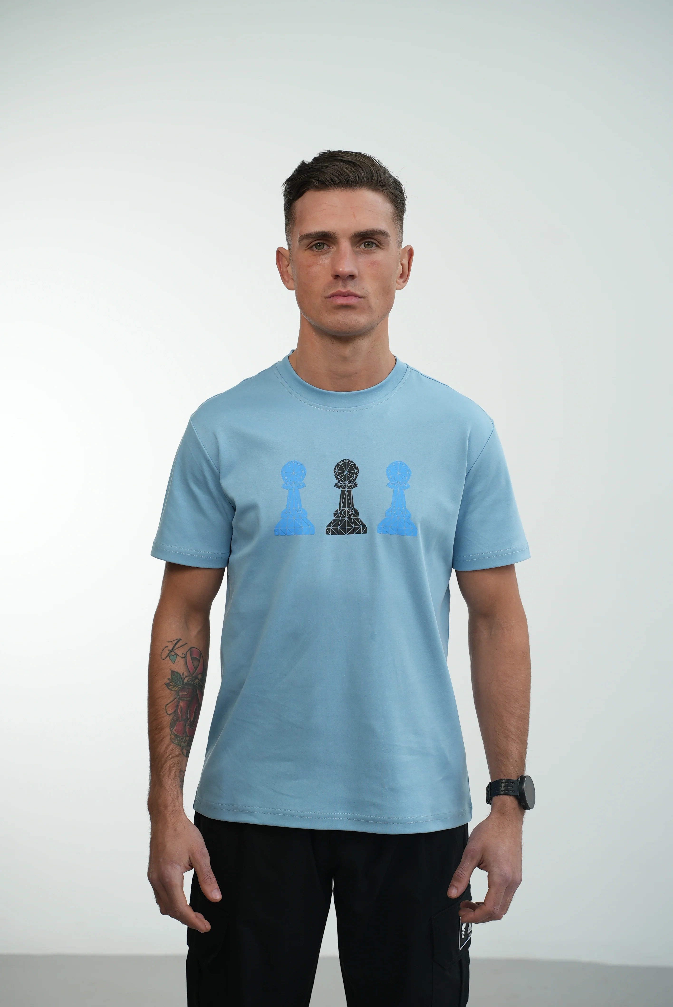 Amico Tri-Pawn Baby Blue             Blue/Black Tee - Image 24