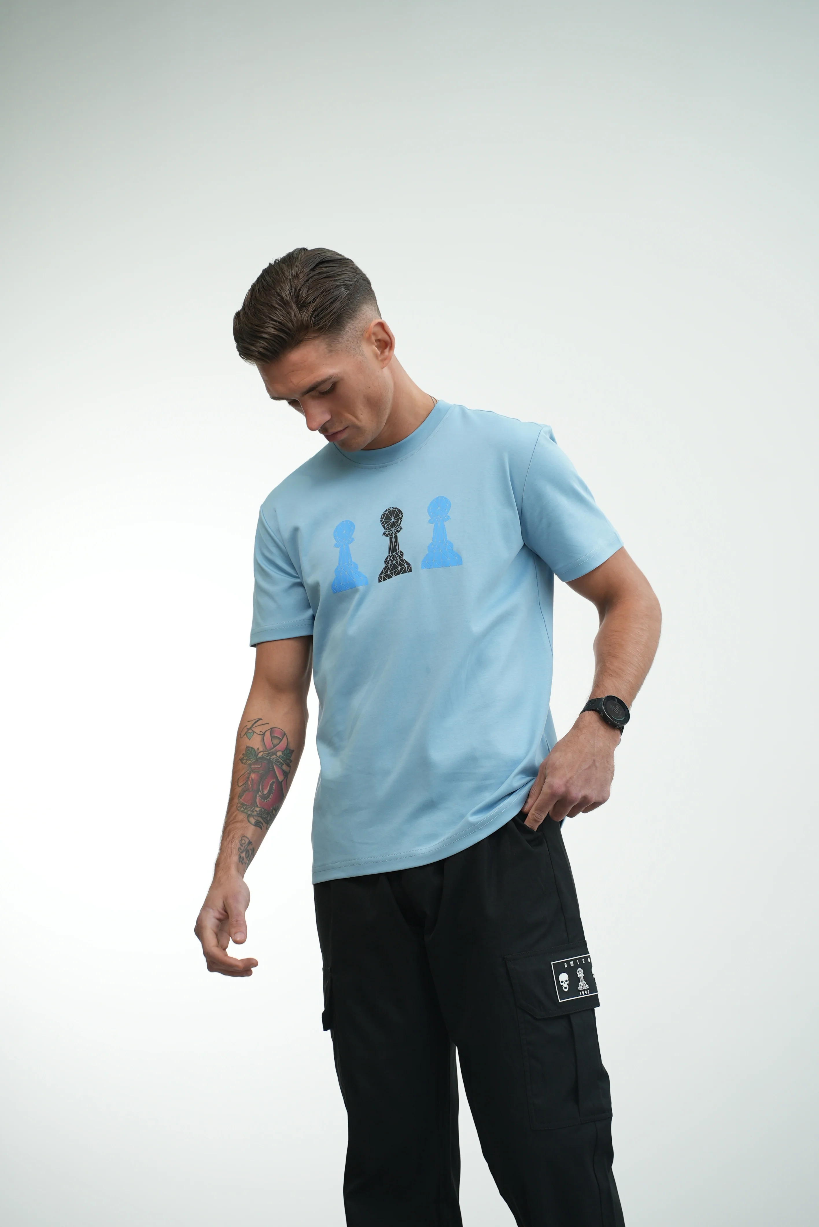 Amico Tri-Pawn Baby Blue             Blue/Black Tee - Image 26