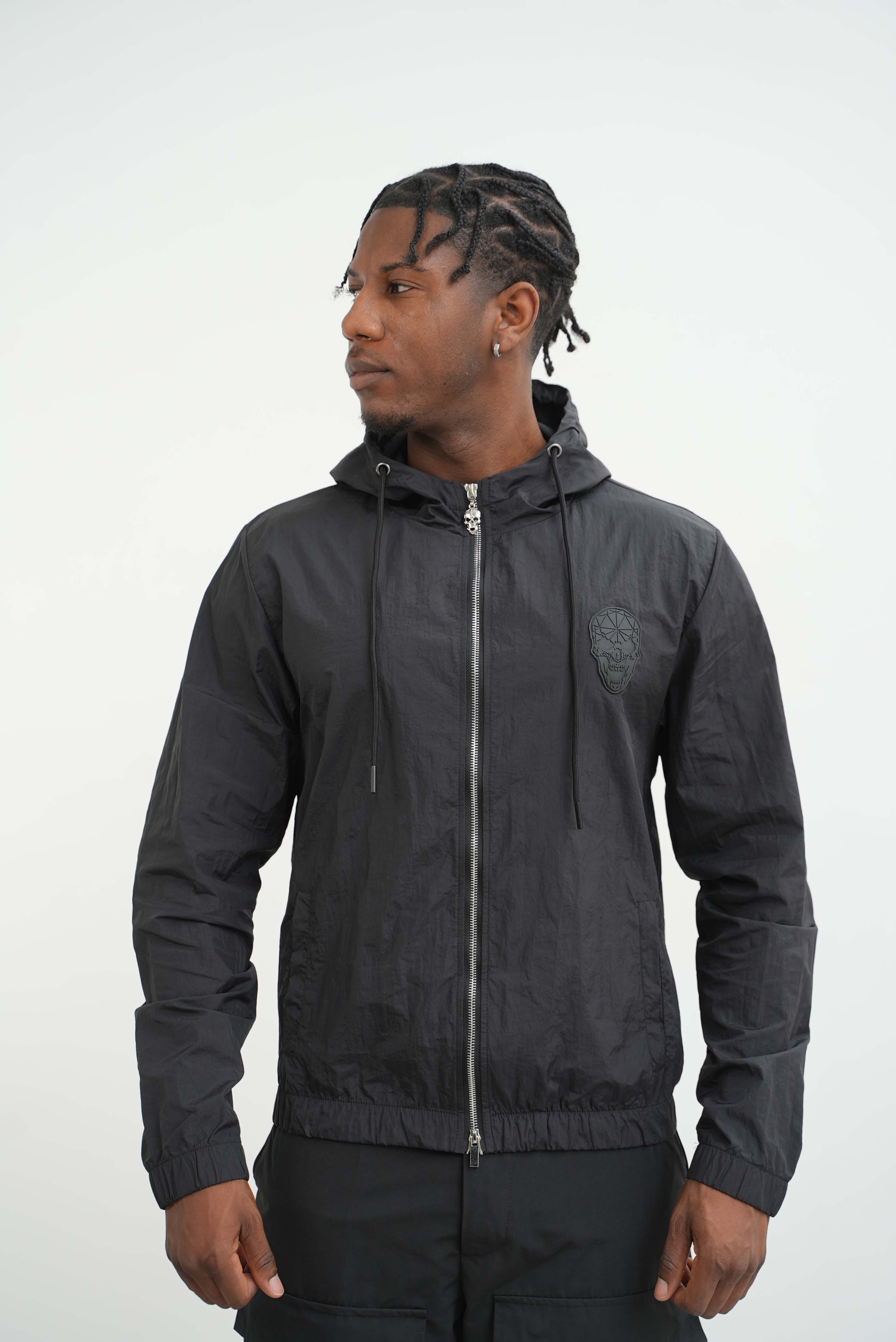 Men's Amico Skull Badge Windbreaker Black - Image 10