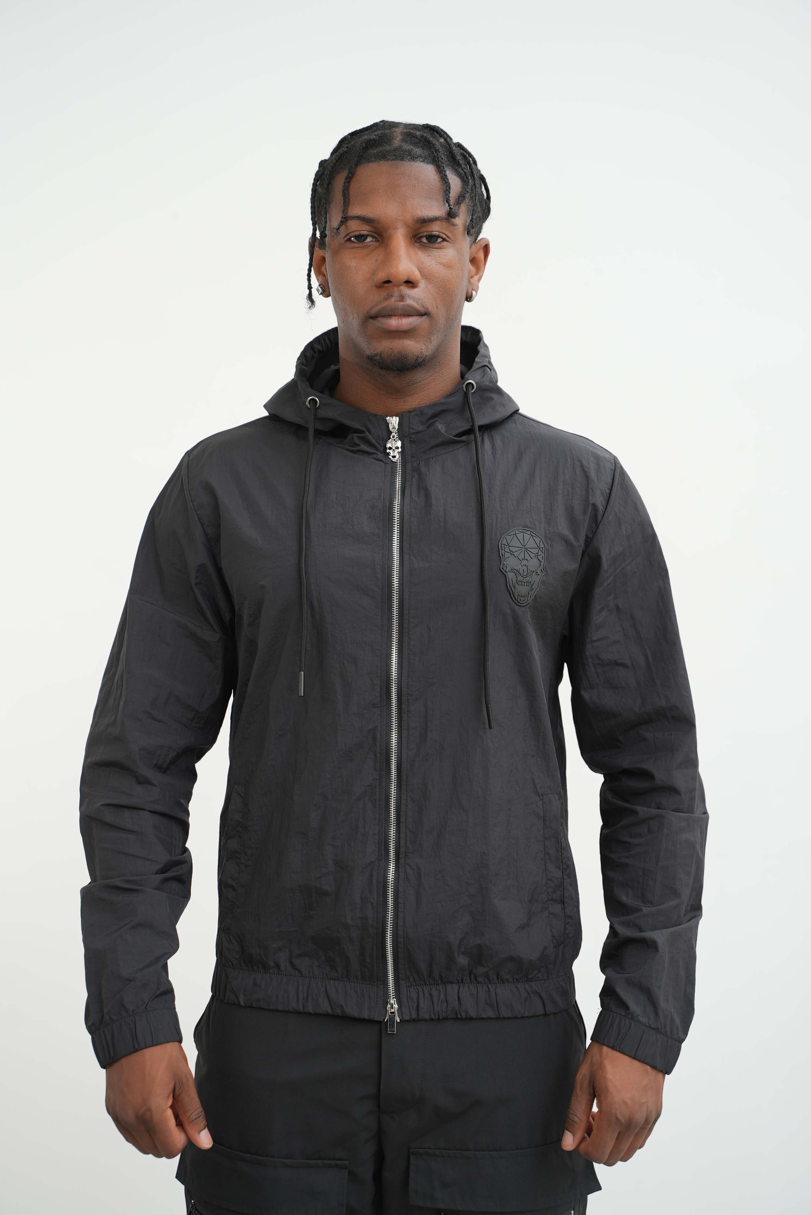 Men's Amico Skull Badge Windbreaker Black - Image 9